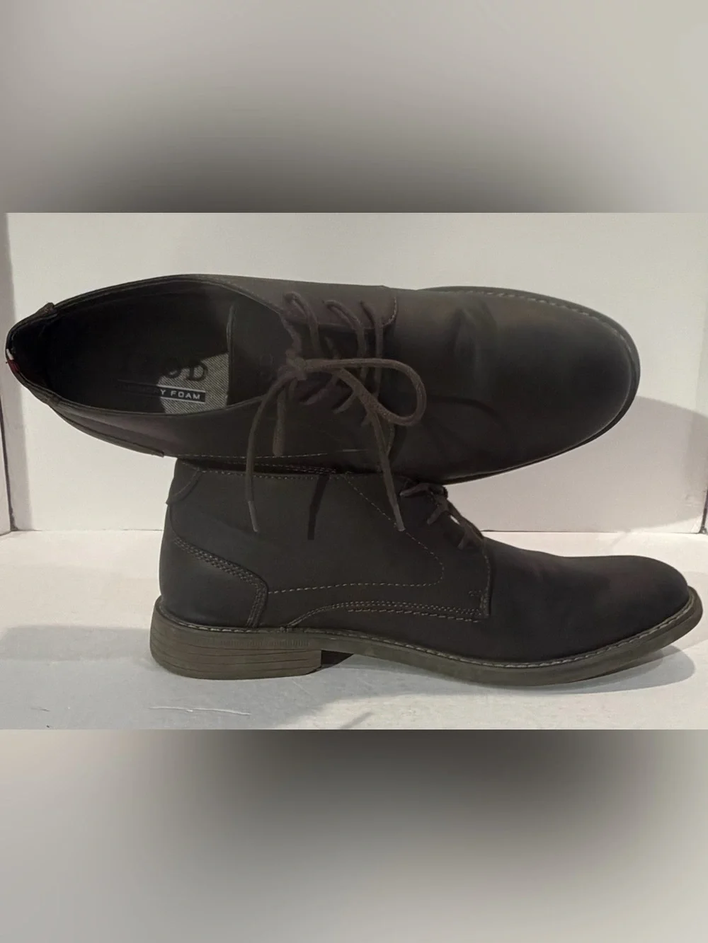 Izod Mens 11 Med Inwood Gaucho Chukka Boots Brown Faux Leather Lace Up